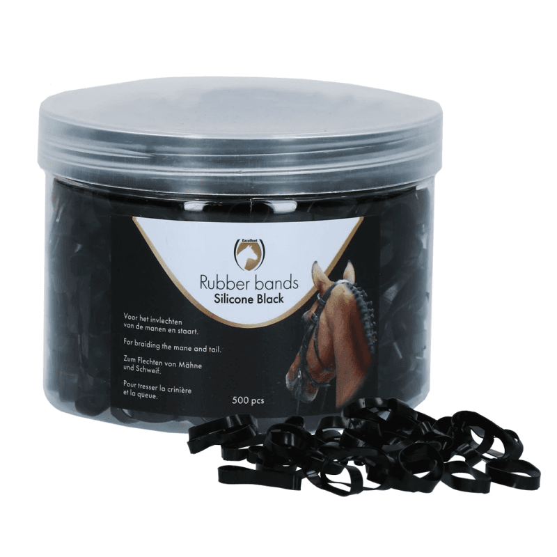 Excellent Horse Elastiques Silicone Noir pour Tressage